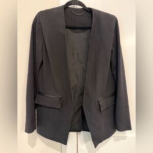 KENZO Black Blazer Open Front with Zippered Pockets & Elbow Patches Size 4